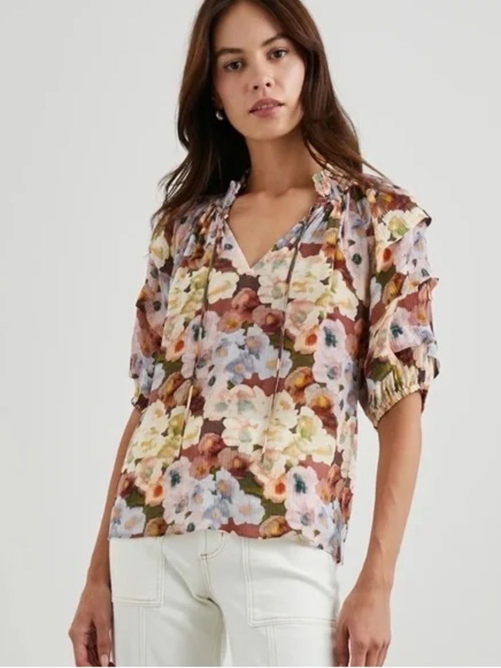 Rails Paris Painted Floral Blouse Medium M